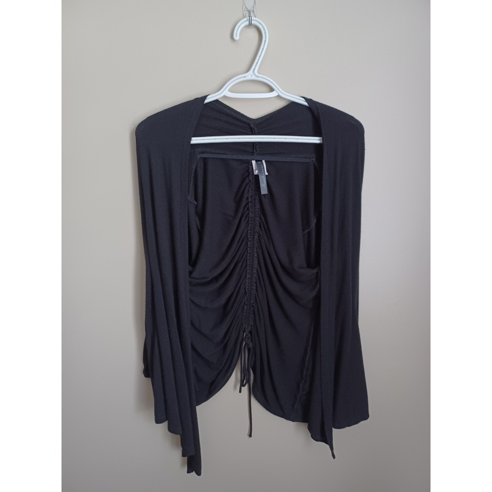 Women's Size M Rendezvous Black Cardigan Lightweight 3/4 Sleeve Shirt Top Y2K